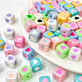 12.5mm Heart Cube Bead Mix-O24